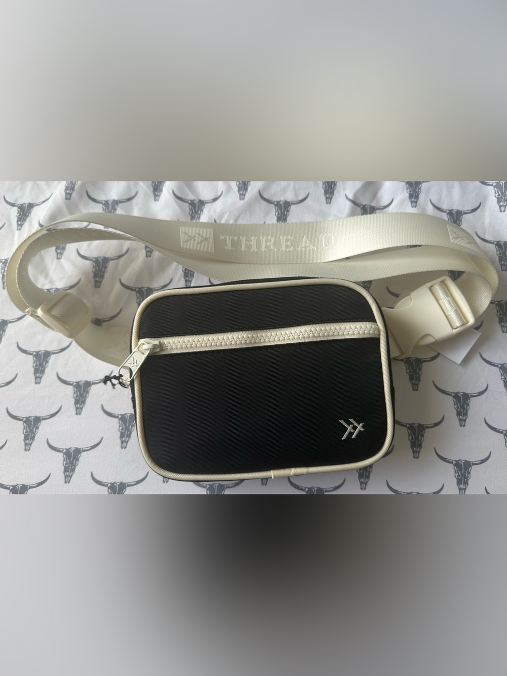 THREAD Black and Cream Men’s Crossbody Belt Bag